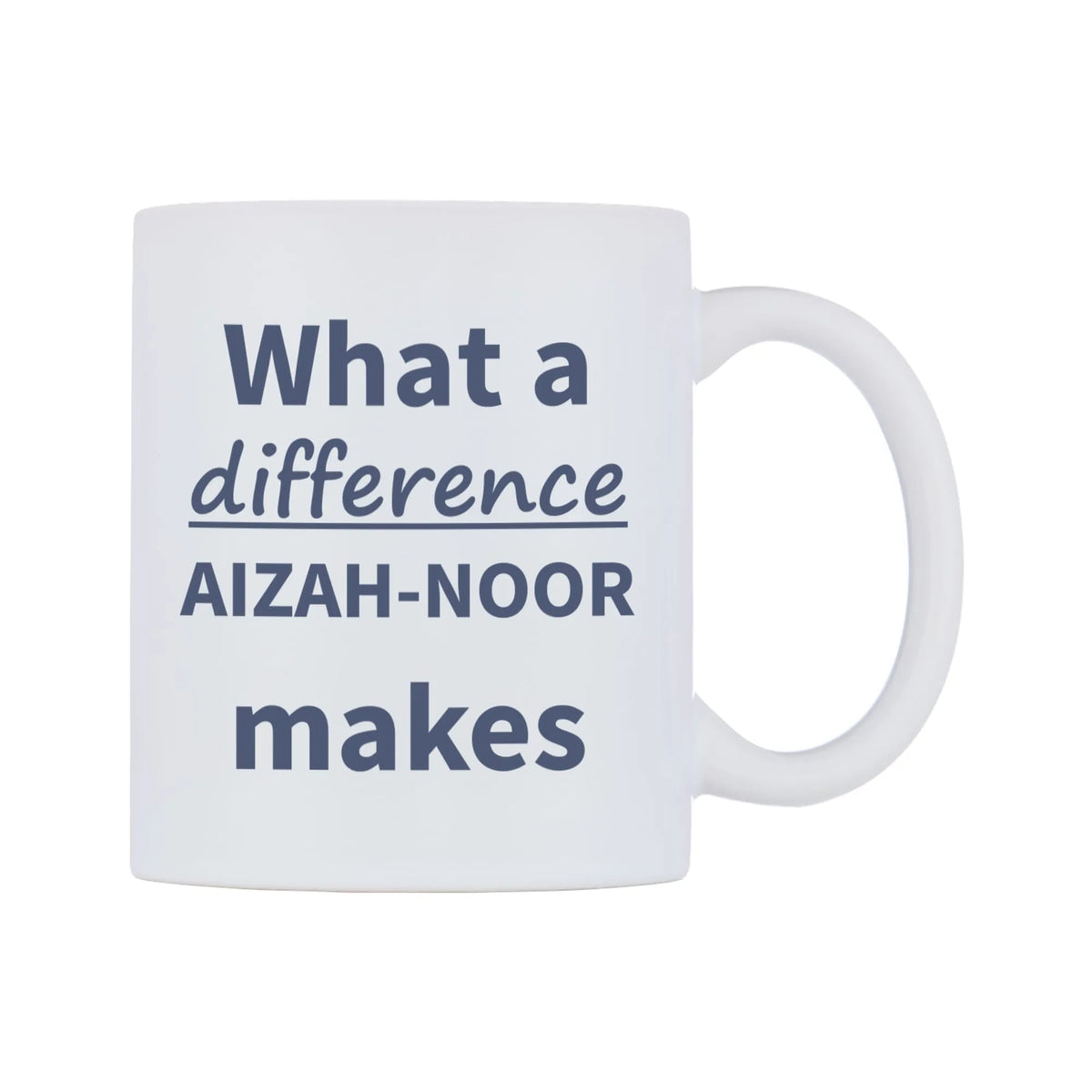 What a difference AIZAH-NOOR makes Mug — mug, left side, on a white background