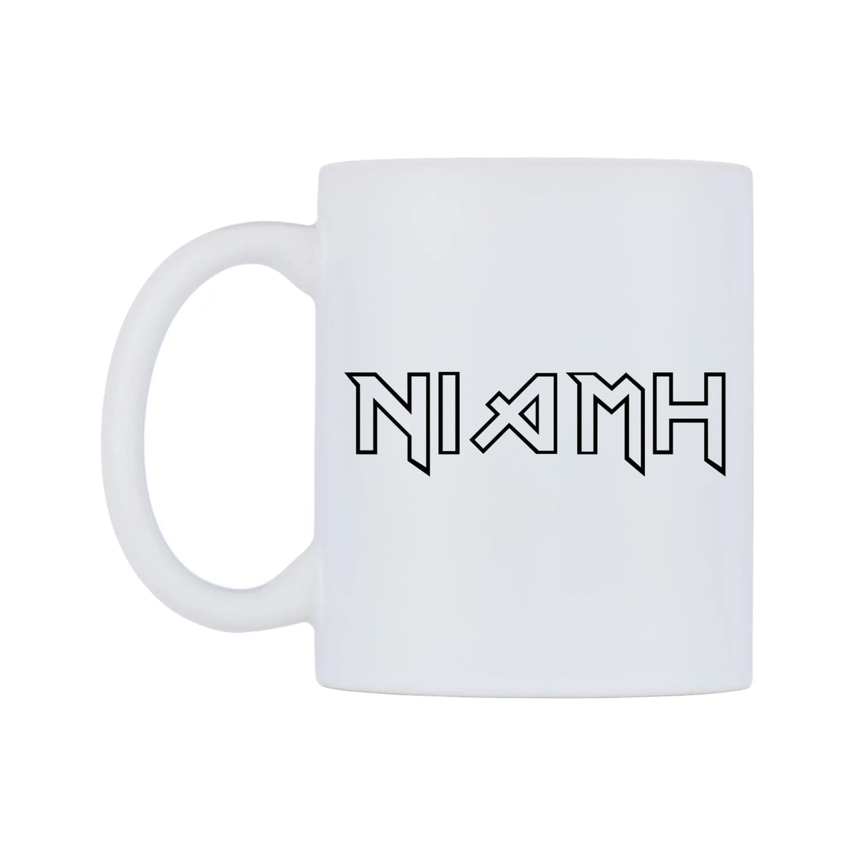 Niamh - Iron Maiden Themed Mug — white 11oz gloss mug, right side, on a white background