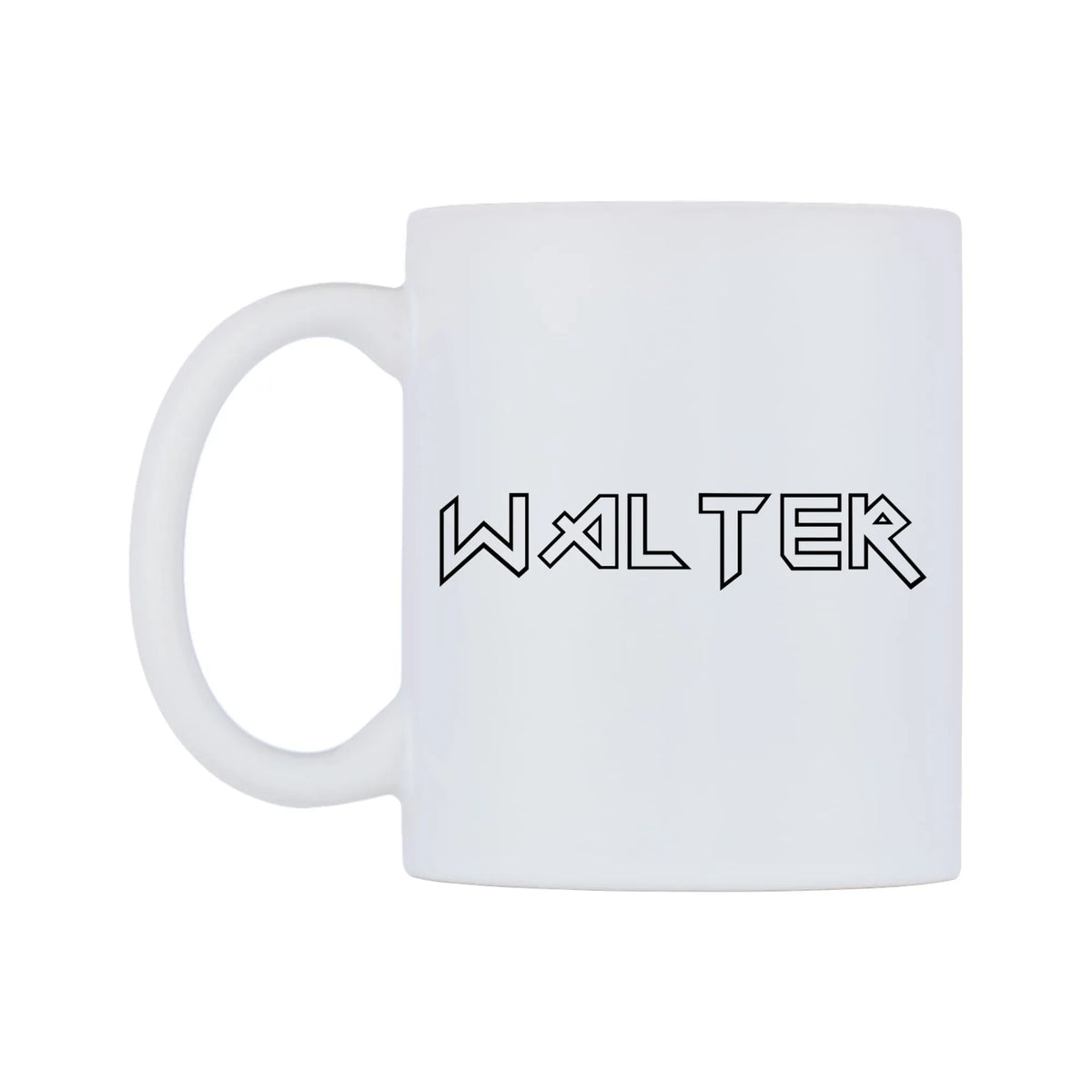 Walter - Iron Maiden Themed Mug — white 11oz gloss mug, right side, on a white background