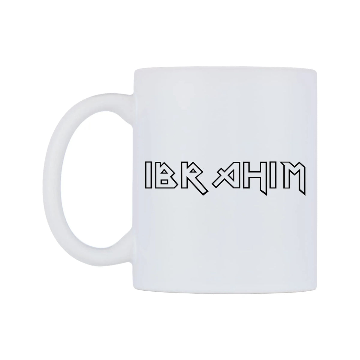 Ibrahim - Iron Maiden Themed Mug — white 11oz gloss mug, right side, on a white background