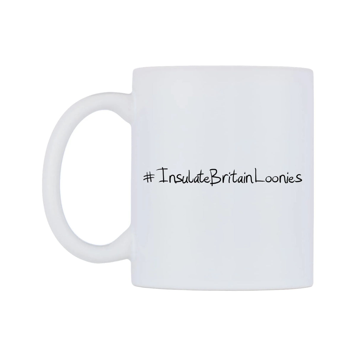 InsulateBritainLoonies Mug — mug, right side, on a white background