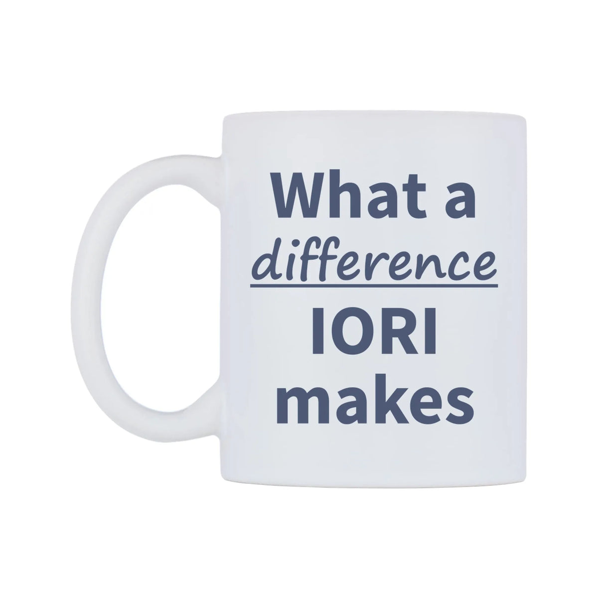 What a difference IORI makes Mug — mug, right side, on a white background