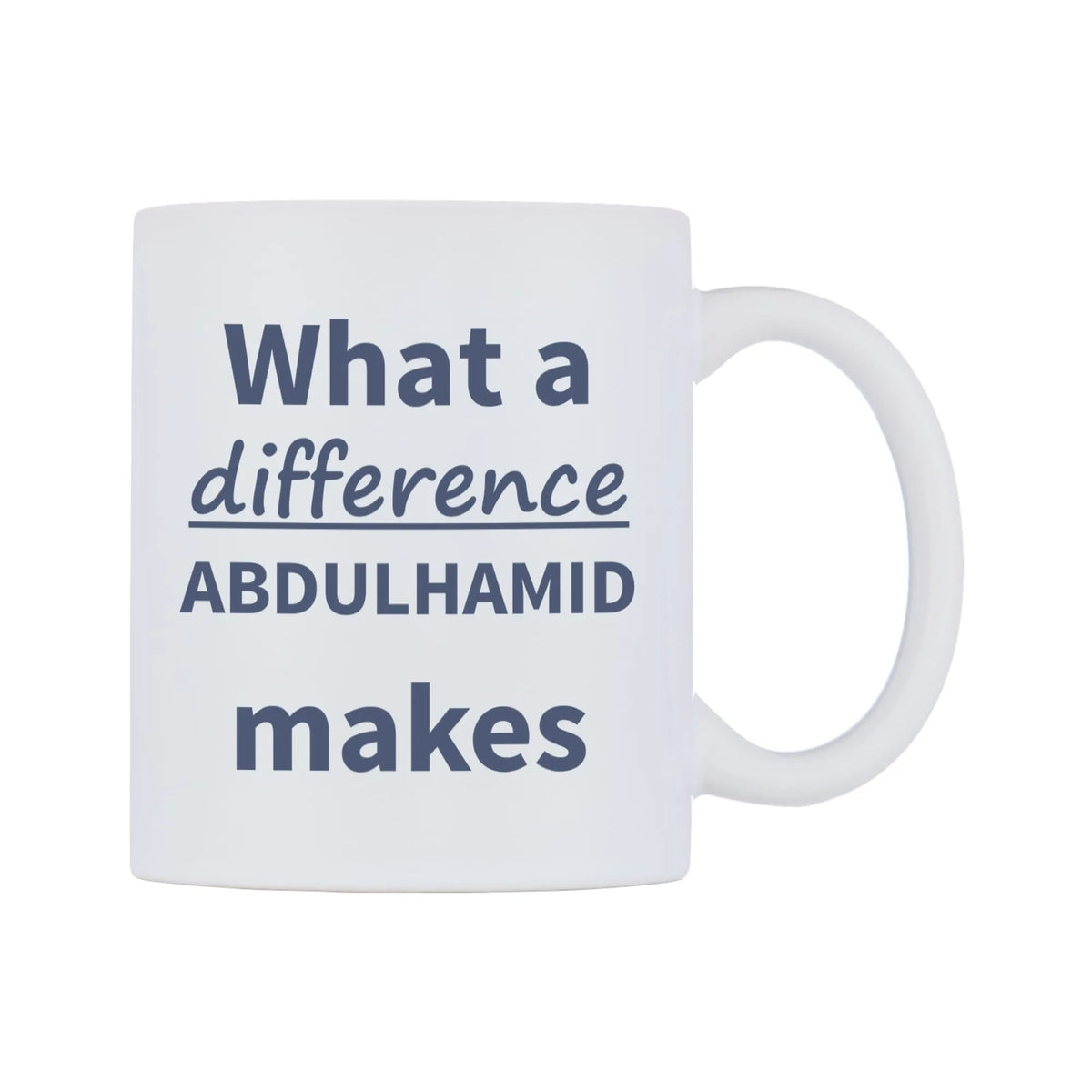 What a difference ABDULHAMID makes Mug — mug, left side, on a white background