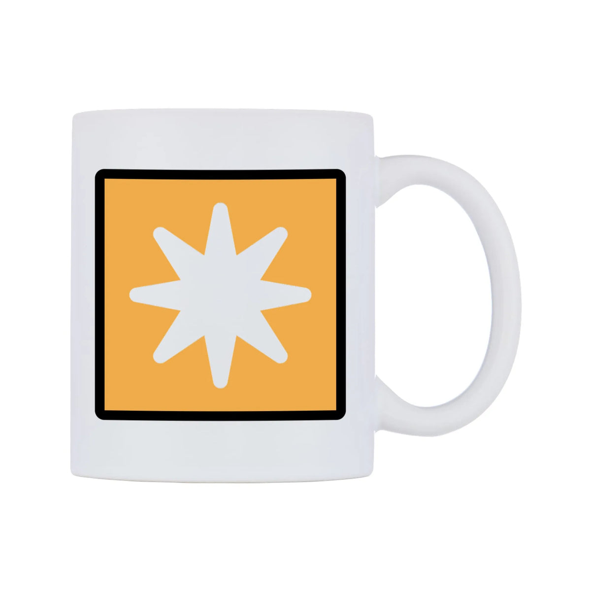 Eight-Pointed Star Emoji Mug — mug, left side, on a white background