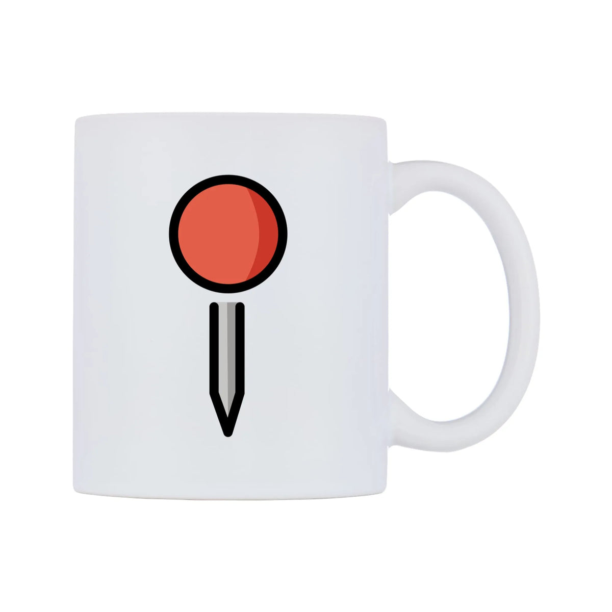 Round Pushpin Emoji Mug — mug, left side, on a white background