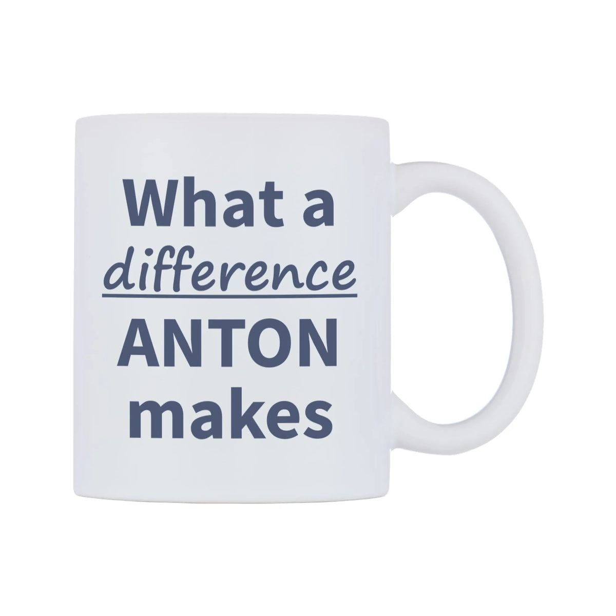 What a difference ANTON makes Mug — mug, left side, on a white background