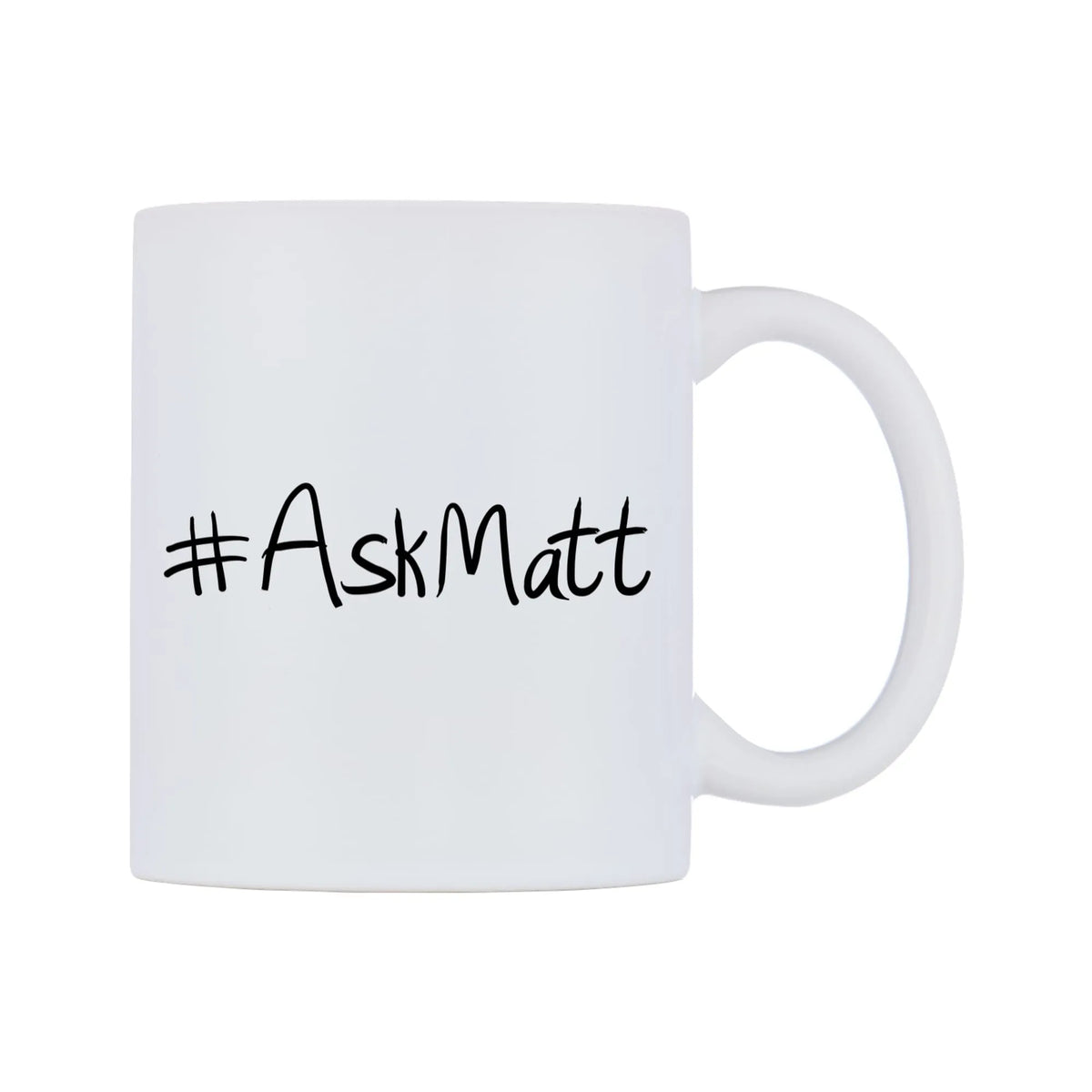 AskMatt Mug — mug, left side, on a white background