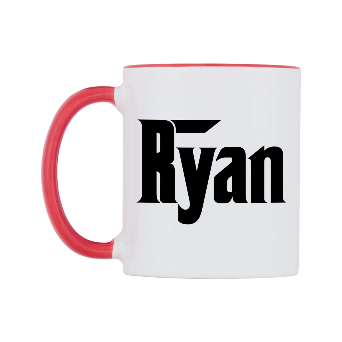 Ryan - Godfather Themed Mug — white 11oz gloss mug with a red inside and handle, right side, on a white background