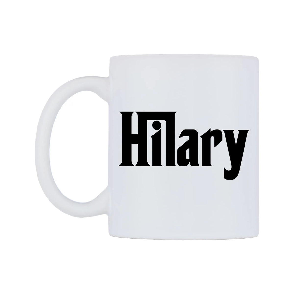 Hilary - Godfather Themed Mug — mug, right side, on a white background