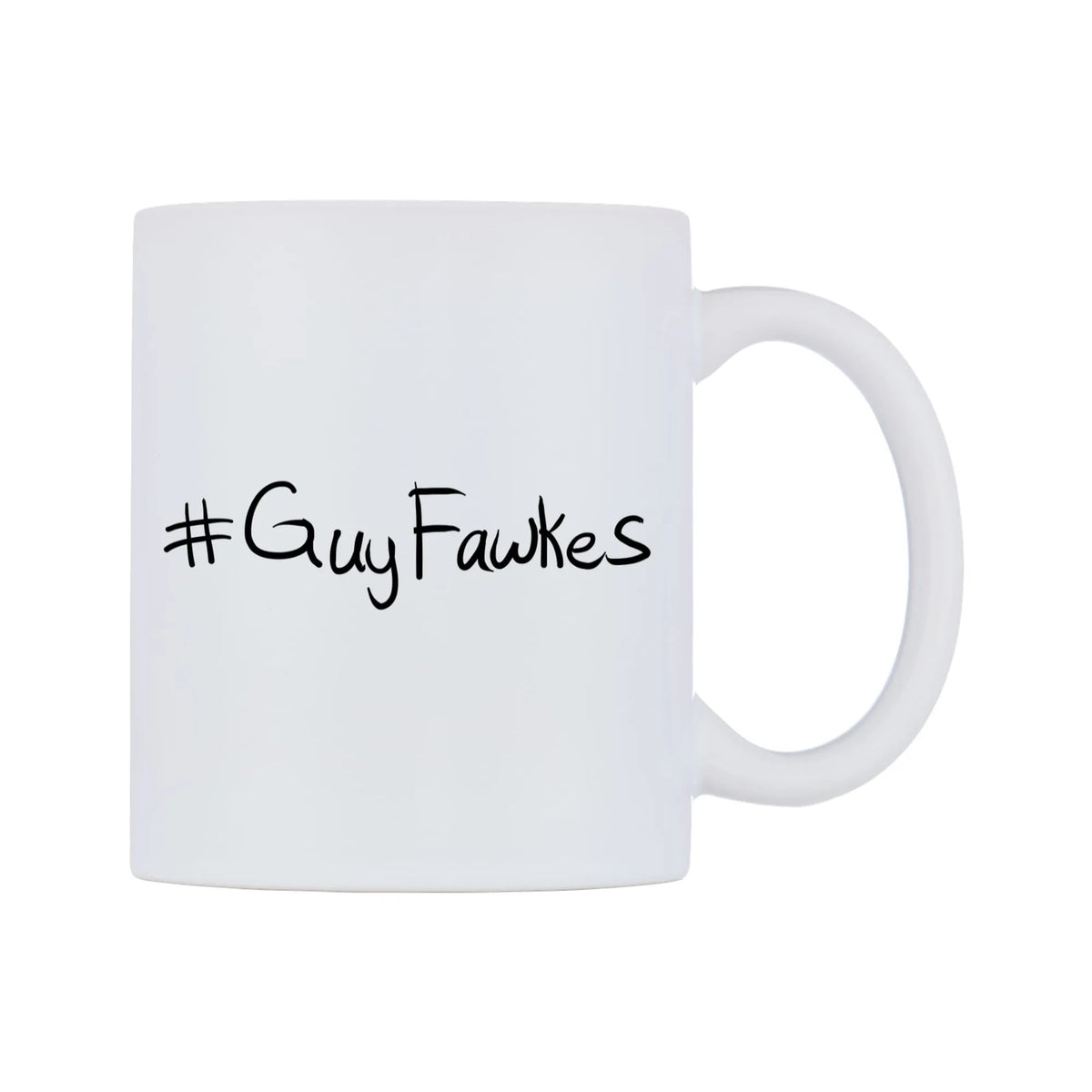 GuyFawkes Mug — mug, left side, on a white background