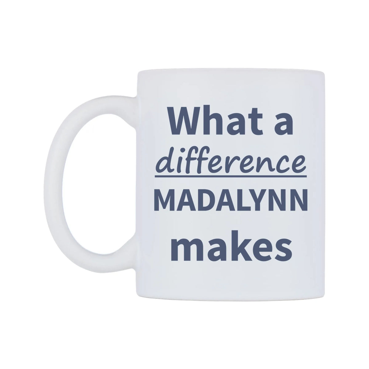 What a difference MADALYNN makes Mug — mug, right side, on a white background