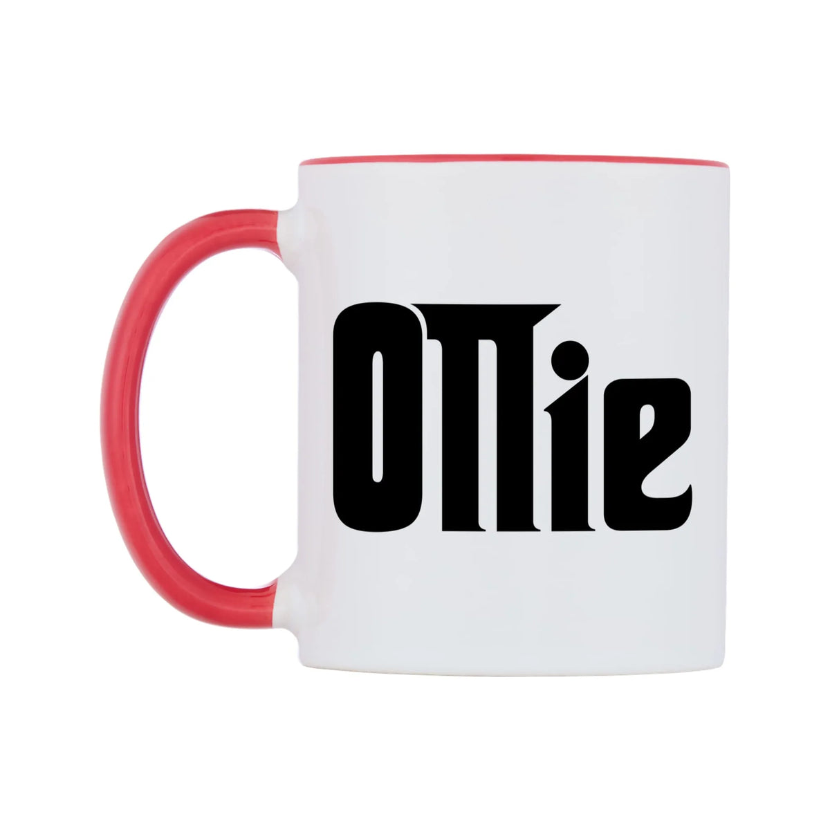 Ollie - Godfather Themed Mug — white 11oz gloss mug with a red inside and handle, right side, on a white background