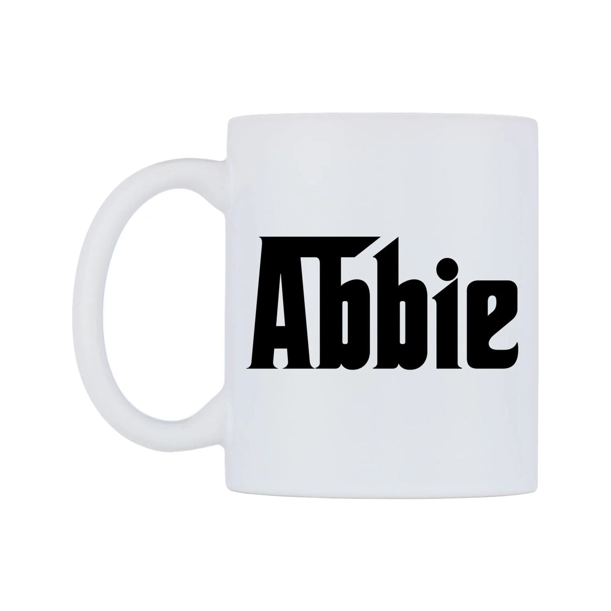 Abbie - Godfather Themed Mug — white 11oz gloss mug, right side, on a white background