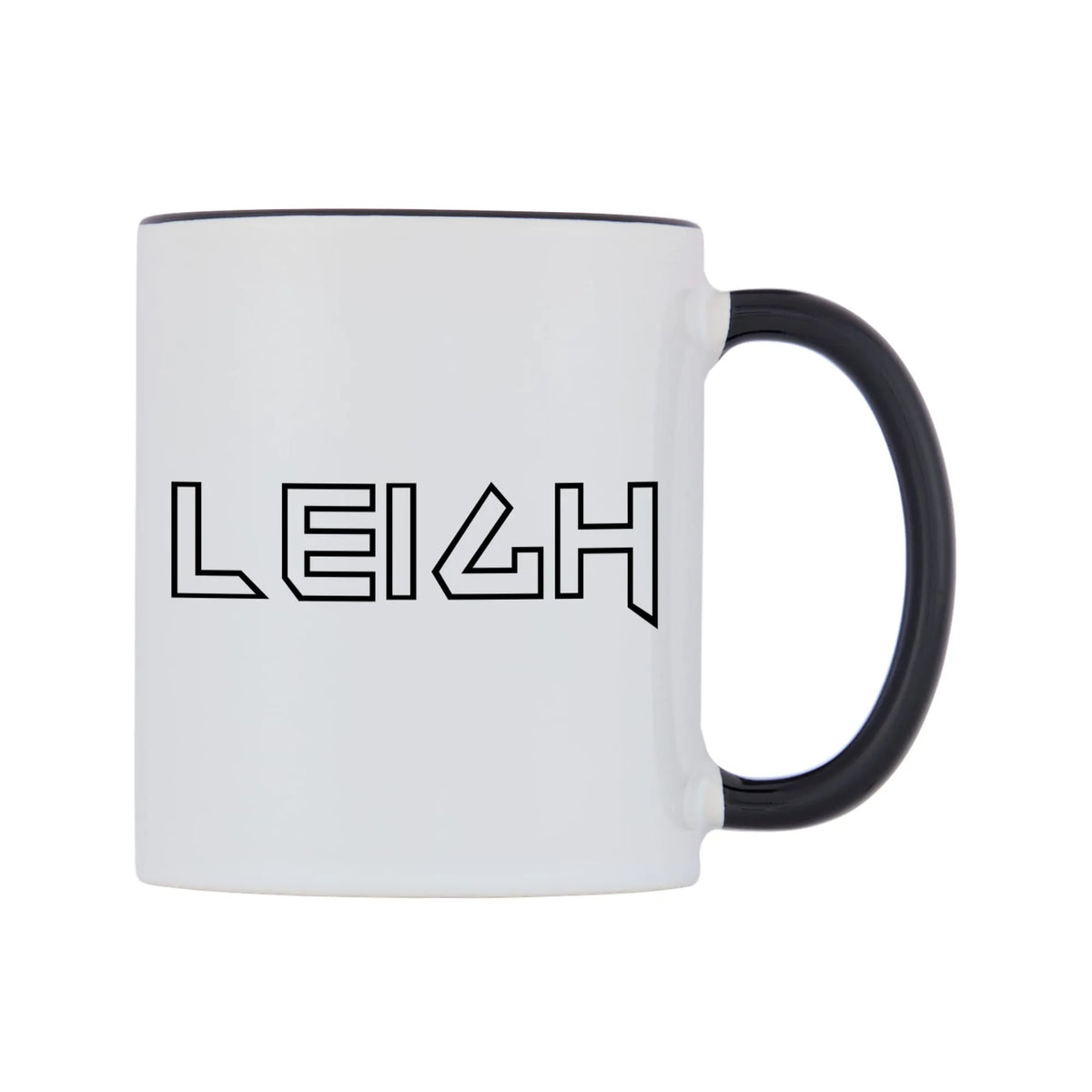 Leigh - Iron Maiden Themed Mug — white 11oz gloss mug with a black inside and handle, left side, on a white background