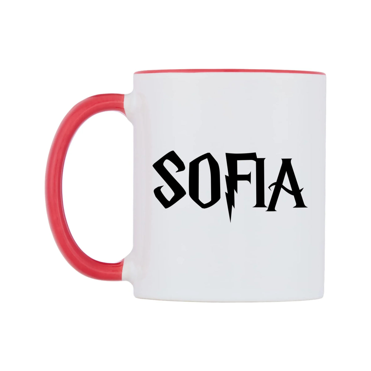 Sofia - Wizard Themed Mug — white 11oz gloss mug with a red inside and handle, right side, on a white background