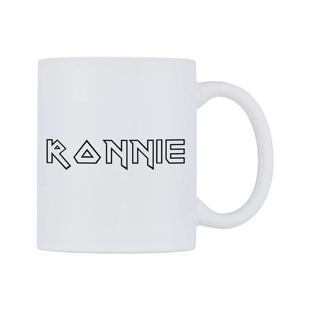 Ronnie - Iron Maiden Themed Mug — white 11oz gloss mug, left side, on a white background