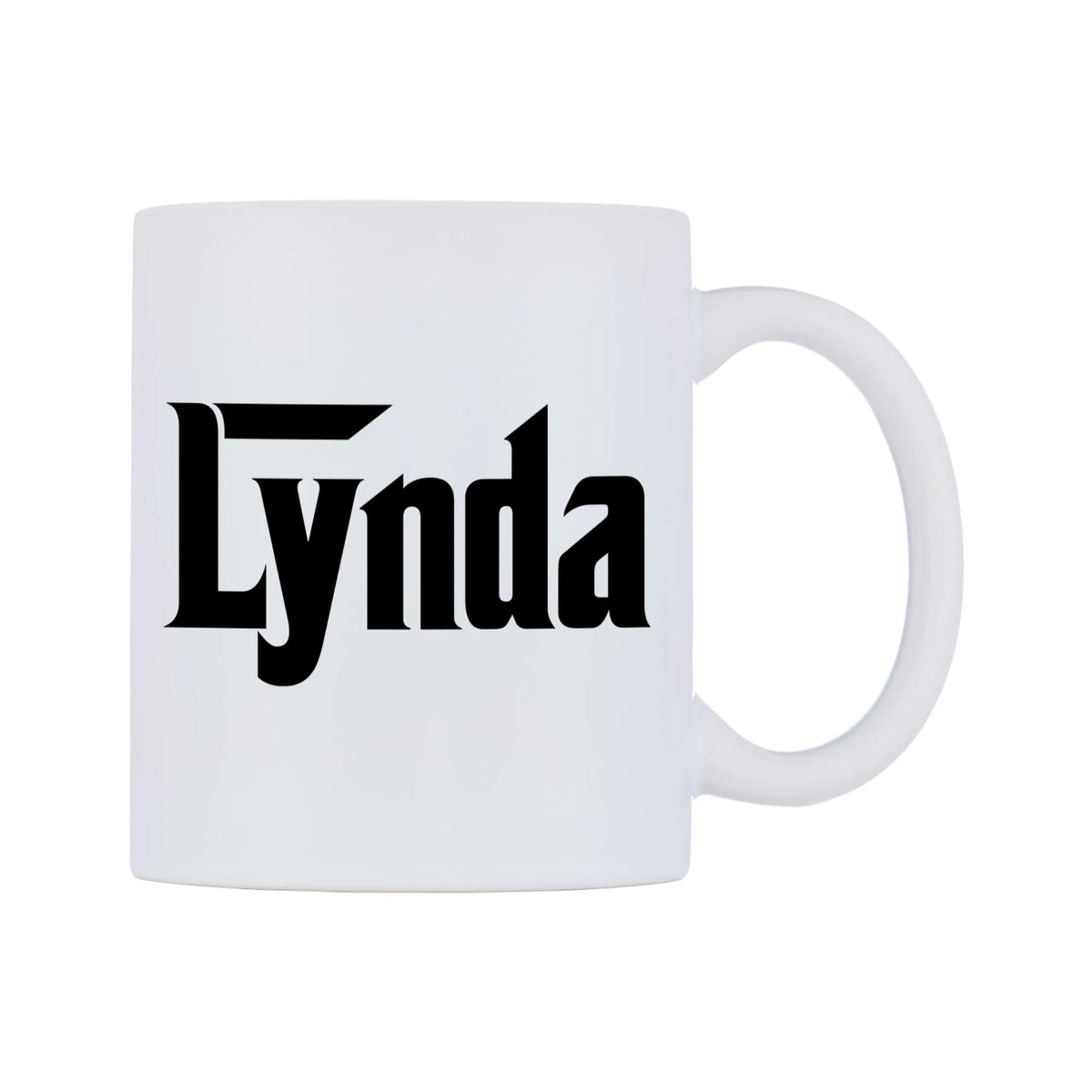 Lynda - Godfather Themed Mug — white 11oz gloss mug, left side, on a white background