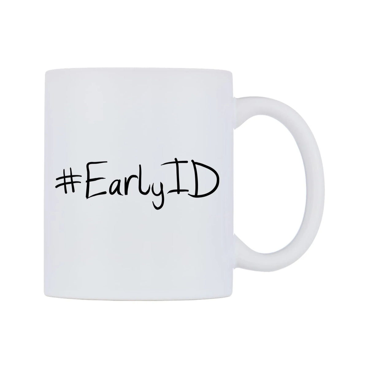 EarlyID Mug — mug, left side, on a white background