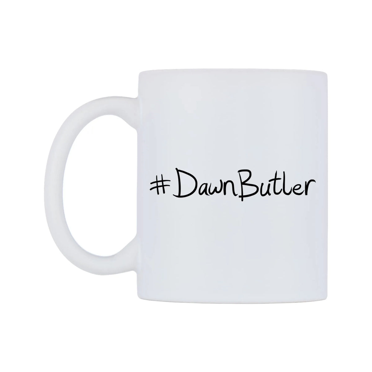 DawnButler Mug — mug, right side, on a white background