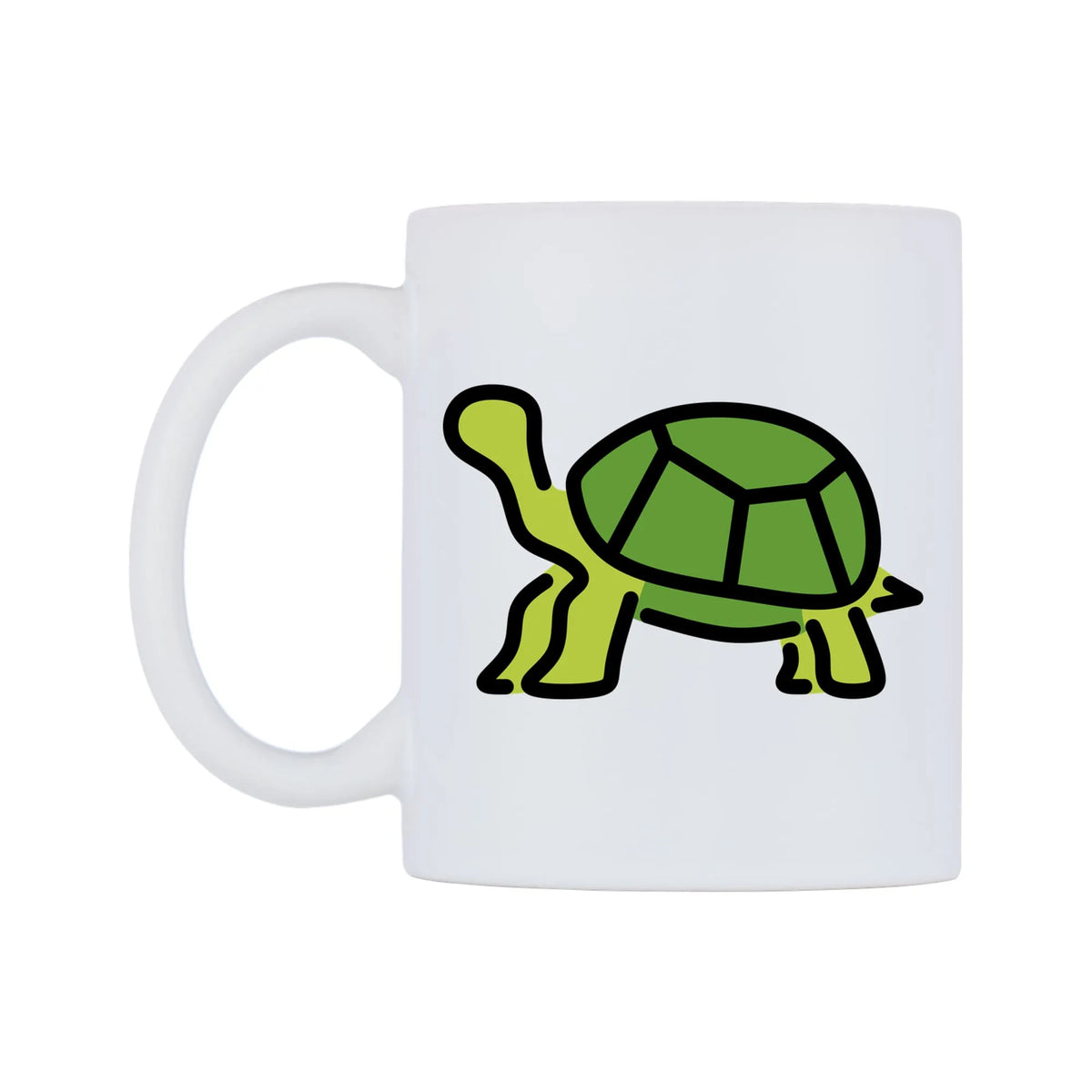 Turtle Emoji Mug — mug, right side, on a white background