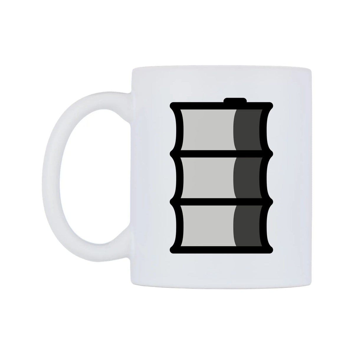 Oil Drum Emoji Mug — mug, right side, on a white background