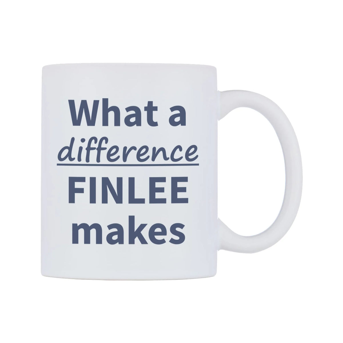 What a difference FINLEE makes Mug — mug, left side, on a white background