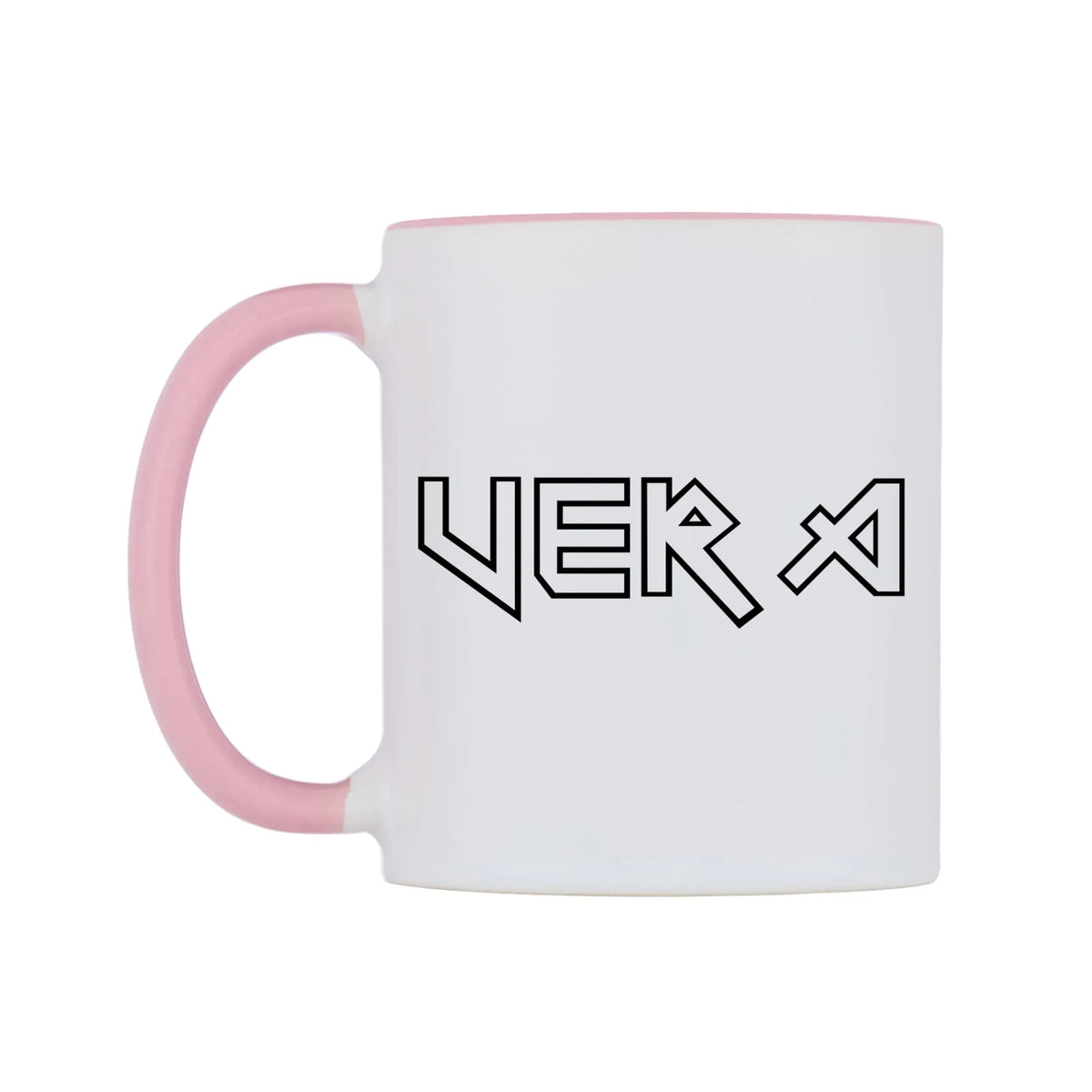 Vera - Iron Maiden Themed Mug — white 11oz gloss mug with a pink inside and handle, right side, on a white background
