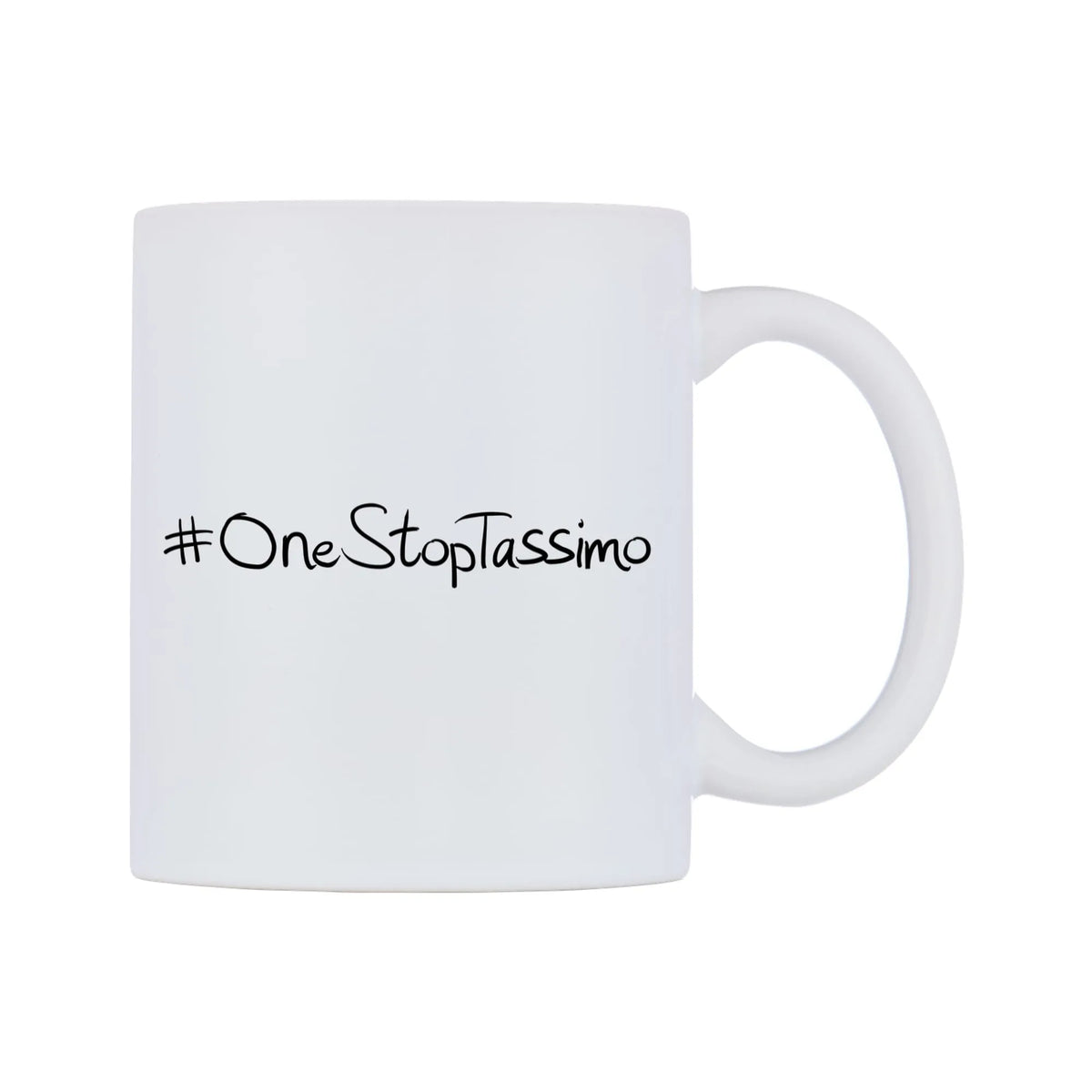 OneStopTassimo Mug — mug, left side, on a white background