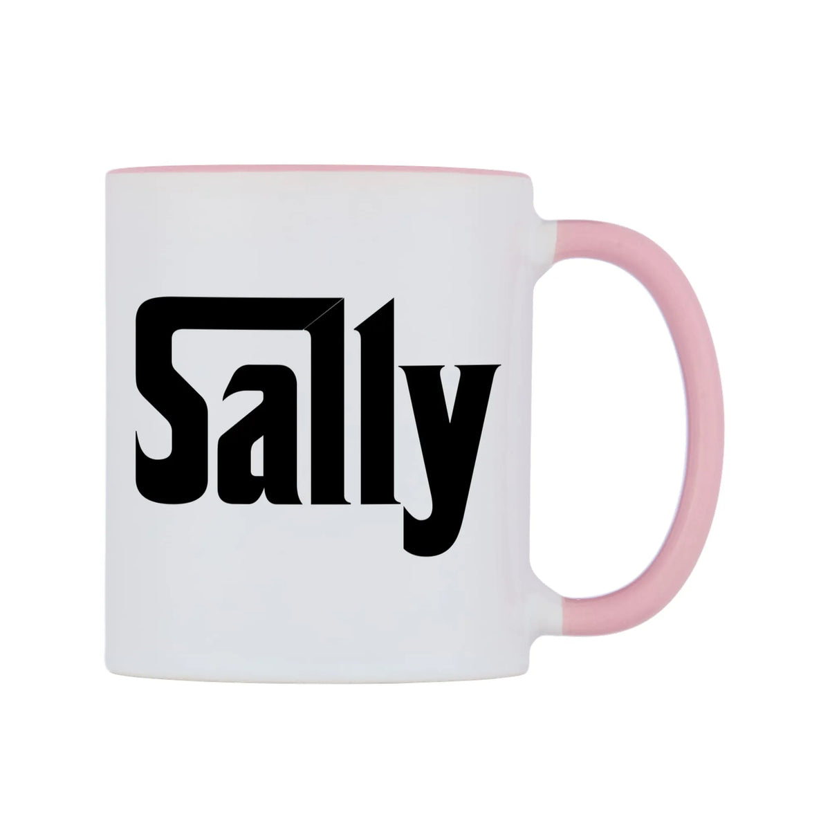 Sally - Godfather Themed Mug — white 11oz gloss mug with a pink inside and handle, left side, on a white background