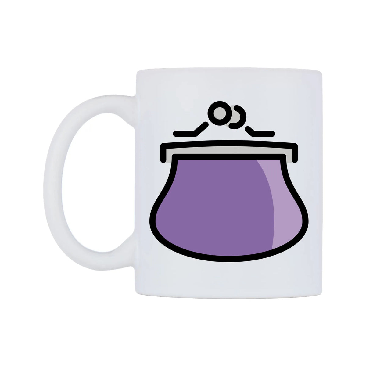 Purse Emoji Mug — mug, right side, on a white background