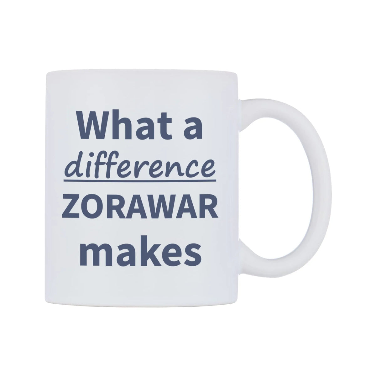 What a difference ZORAWAR makes Mug — mug, left side, on a white background