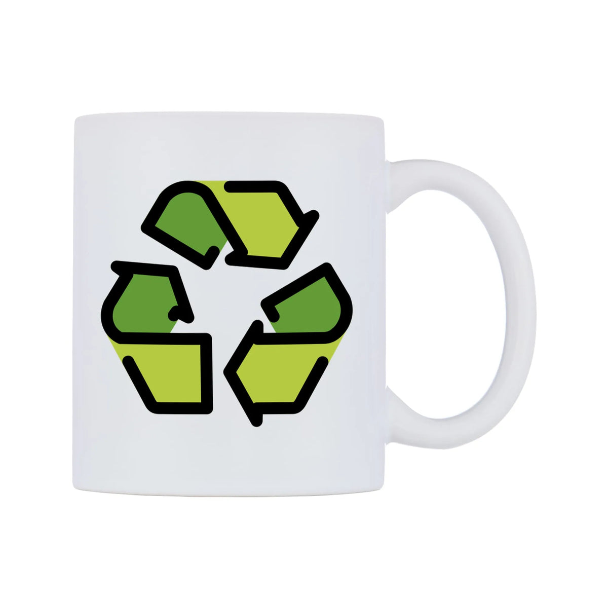 Recycling Symbol Emoji Mug — mug, left side, on a white background