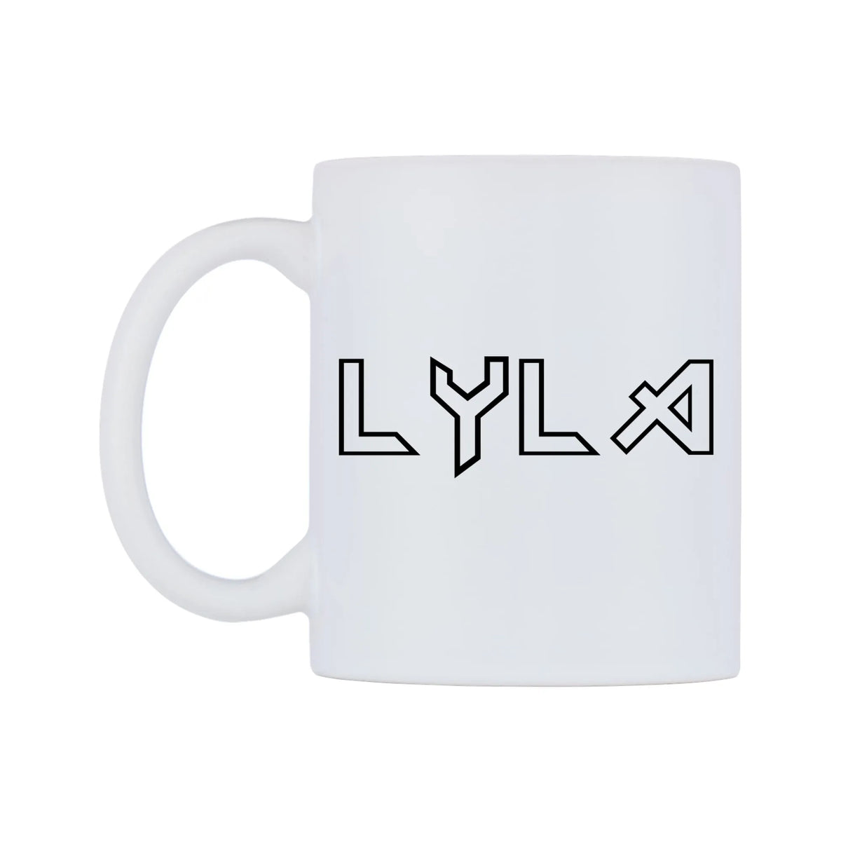 Lyla - Iron Maiden Themed Mug — white 11oz gloss mug, right side, on a white background