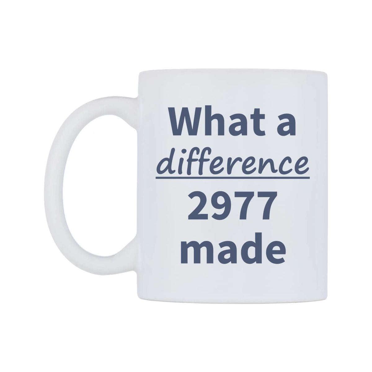 What a difference 2977 made Mug — mug, right side, on a white background