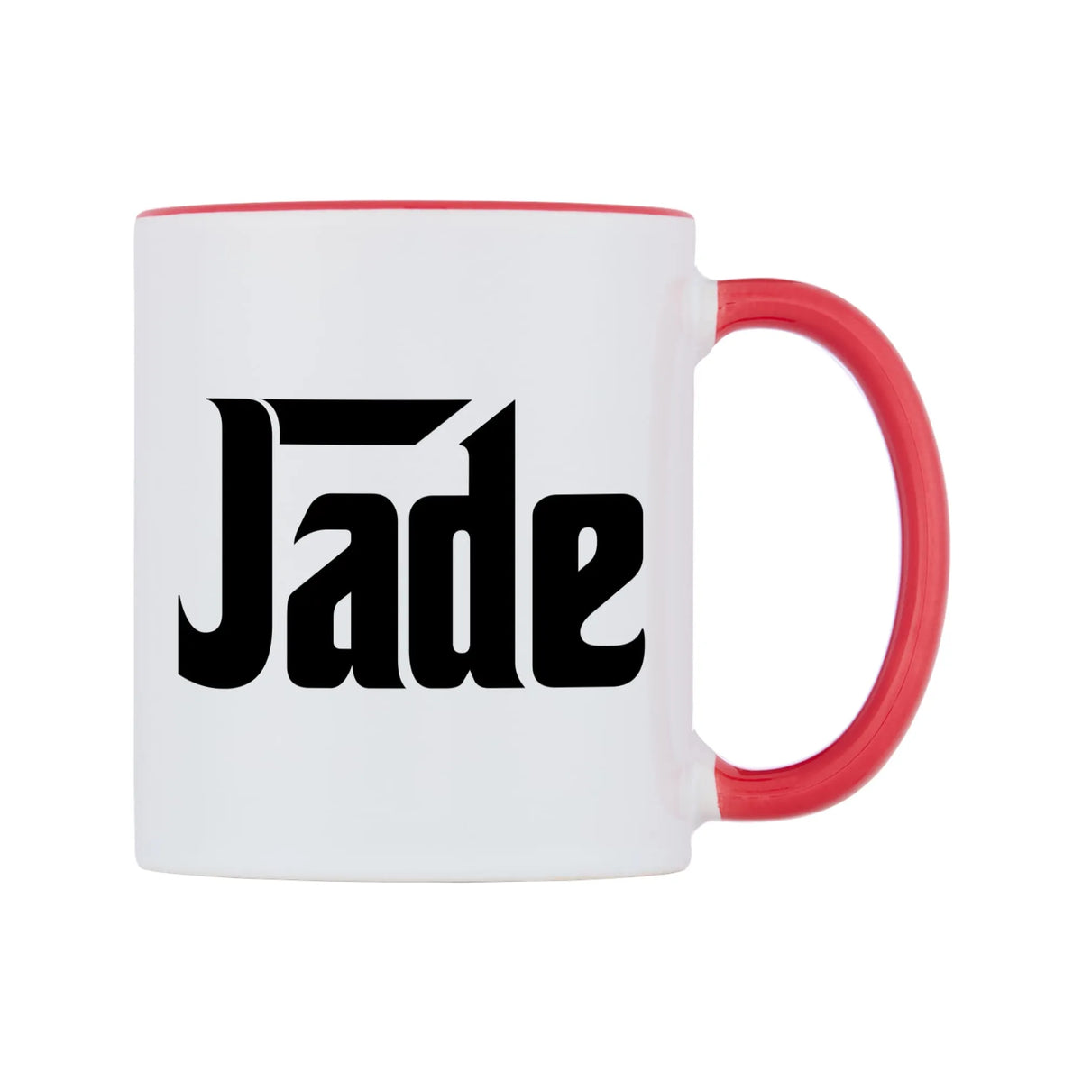 Jade - Godfather Themed Mug — white 11oz gloss mug with a red inside and handle, left side, on a white background