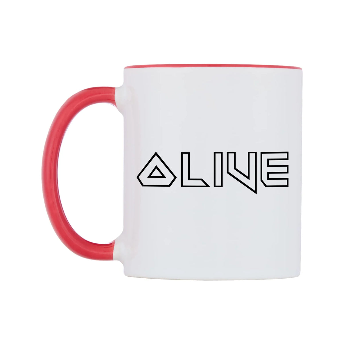Olive - Iron Maiden Themed Mug — white 11oz gloss mug with a red inside and handle, right side, on a white background