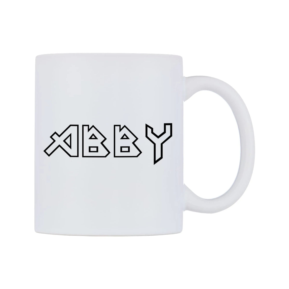 Abby - Iron Maiden Themed Mug — white 11oz gloss mug, left side, on a white background