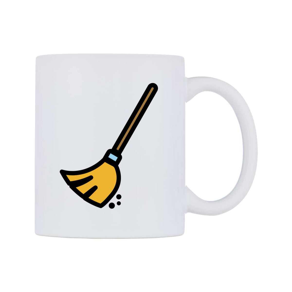Broom Emoji Mug — mug, left side, on a white background
