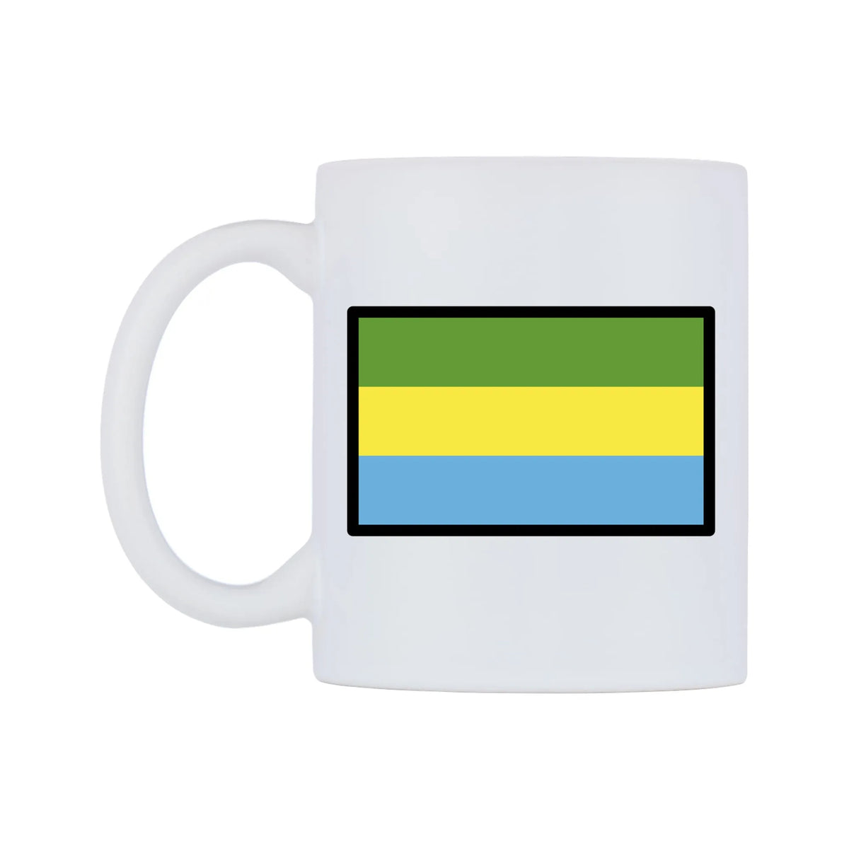 Gabon Flag Emoji Mug — mug, right side, on a white background