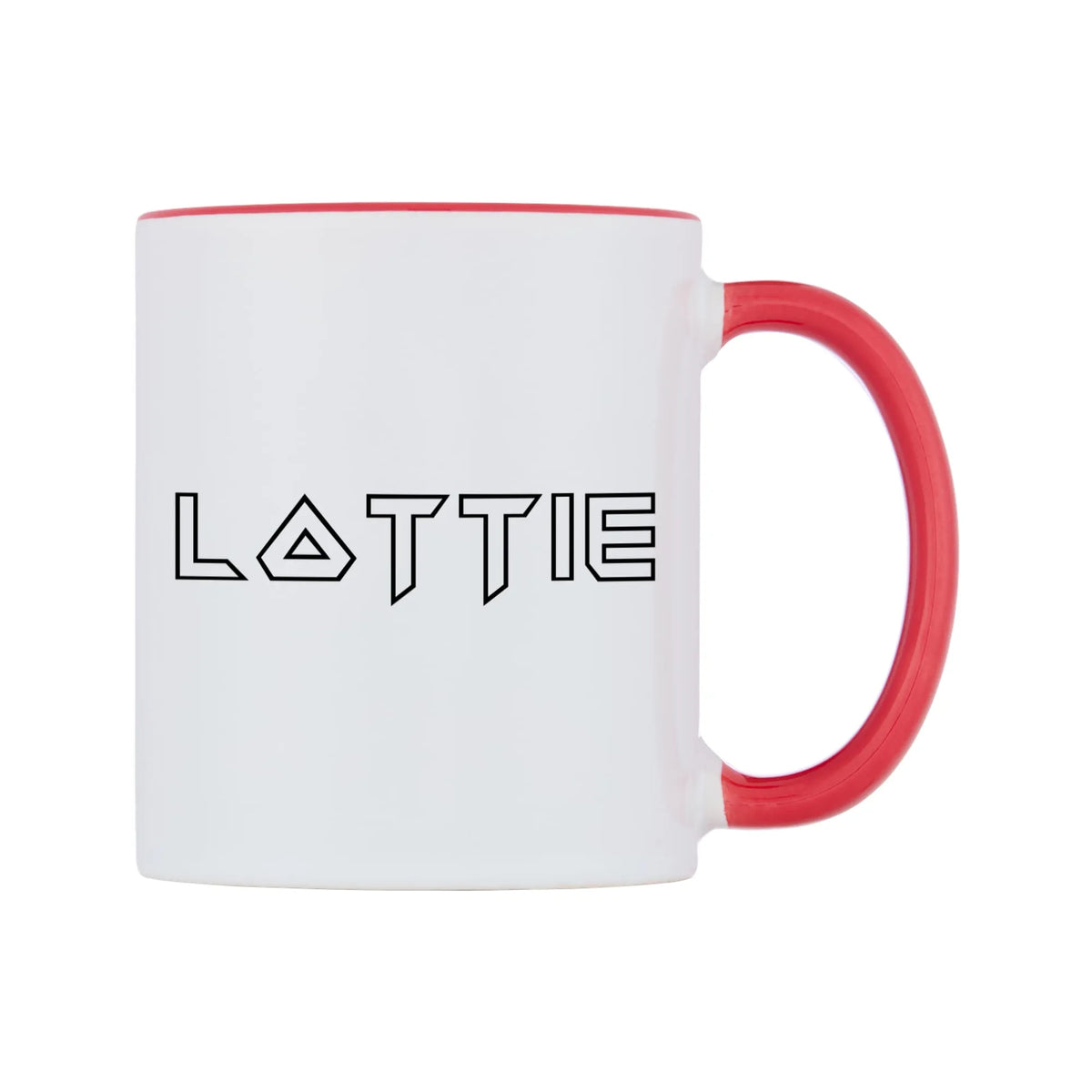 Lottie - Iron Maiden Themed Mug — white 11oz gloss mug with a red inside and handle, left side, on a white background