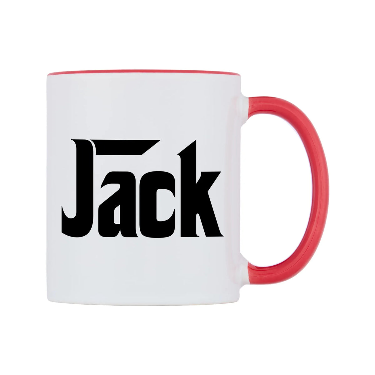 Jack - Godfather Themed Mug — white 11oz gloss mug with a red inside and handle, left side, on a white background