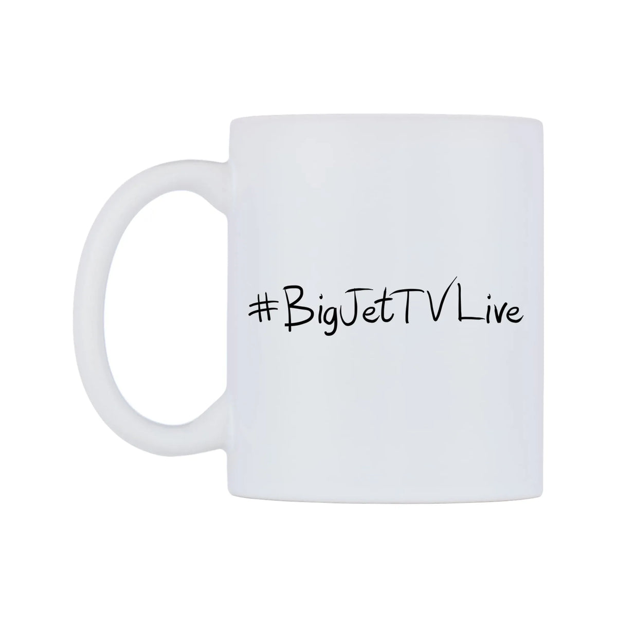 BigJetTVLive Mug — mug, right side, on a white background