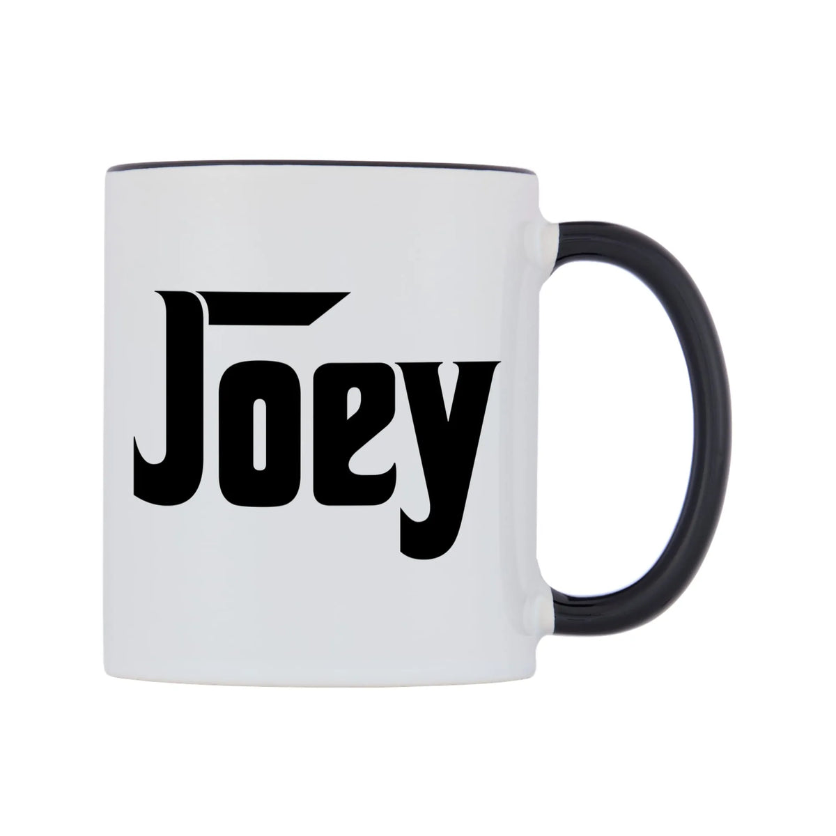 Joey - Godfather Themed Mug — white 11oz gloss mug with a black inside and handle, left side, on a white background