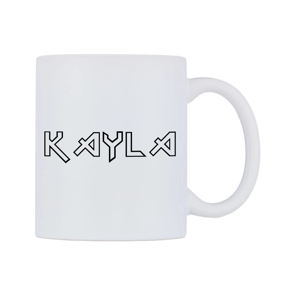 Kayla - Iron Maiden Themed Mug — white 11oz gloss mug, left side, on a white background