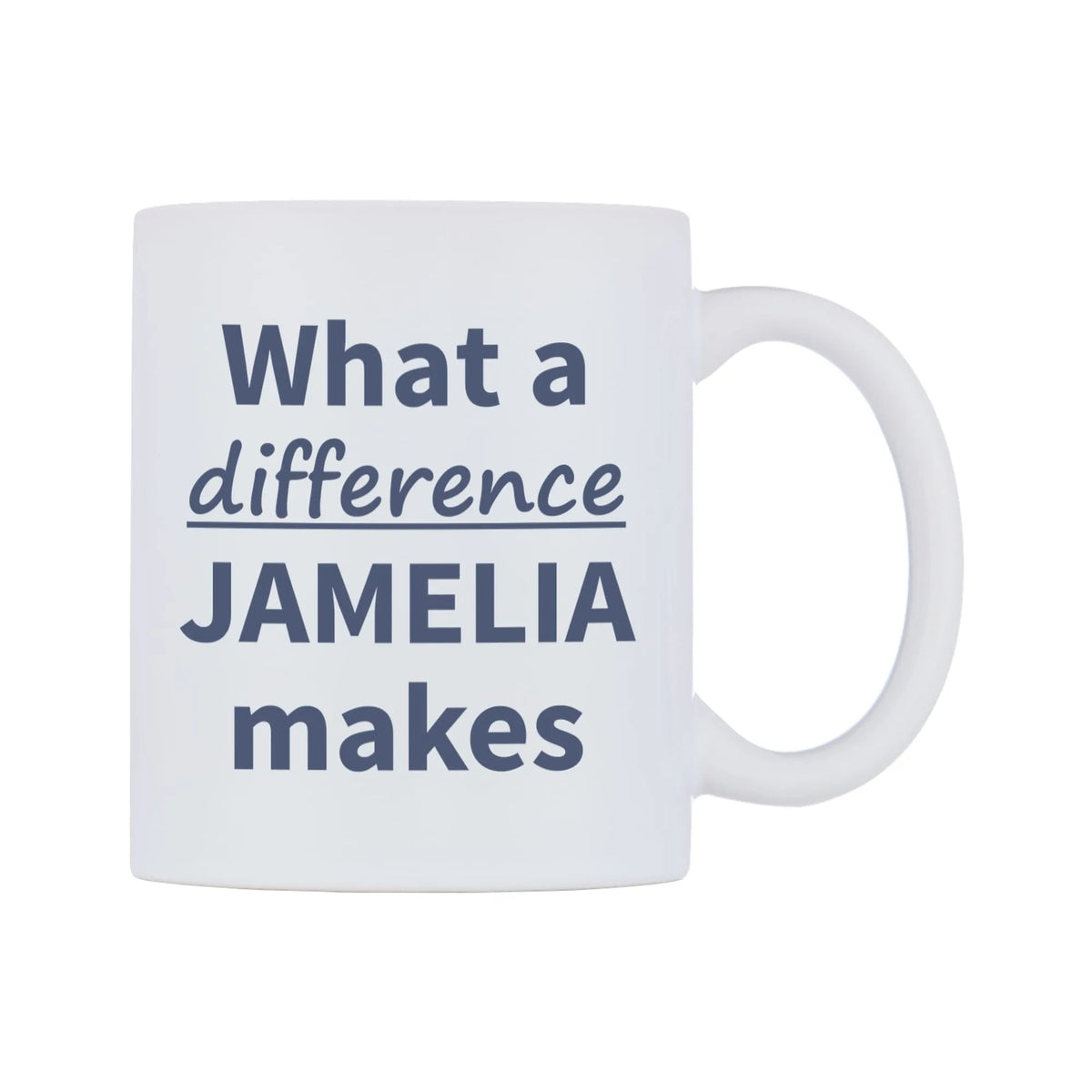 What a difference JAMELIA makes Mug — mug, left side, on a white background