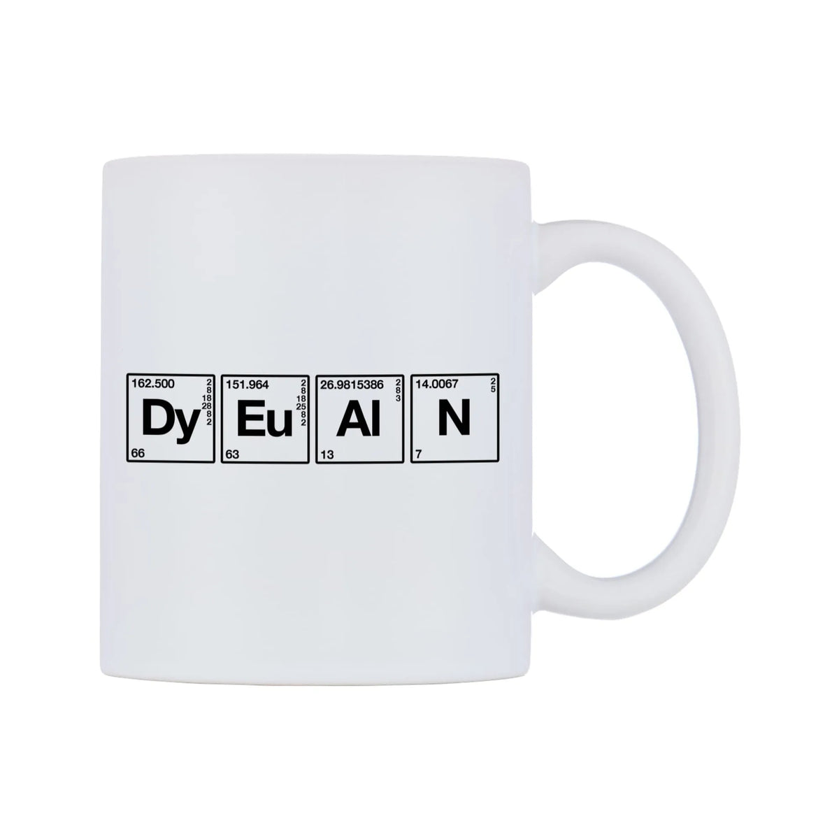 Jean - Chemistry Themed Mug — mug, left side, on a white background