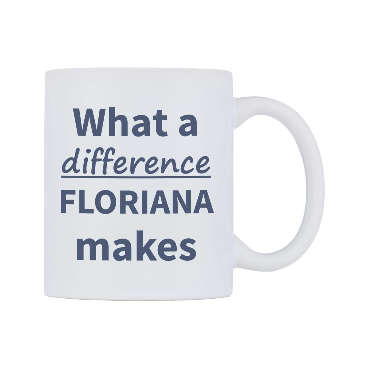 What a difference FLORIANA makes Mug — mug, left side, on a white background