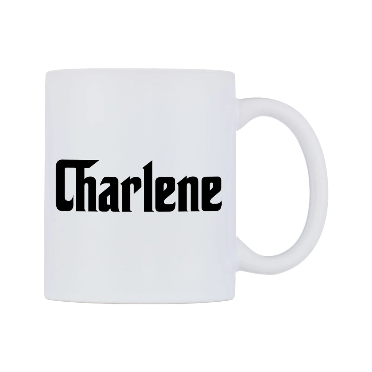 Charlene - Godfather Themed Mug — mug, left side, on a white background