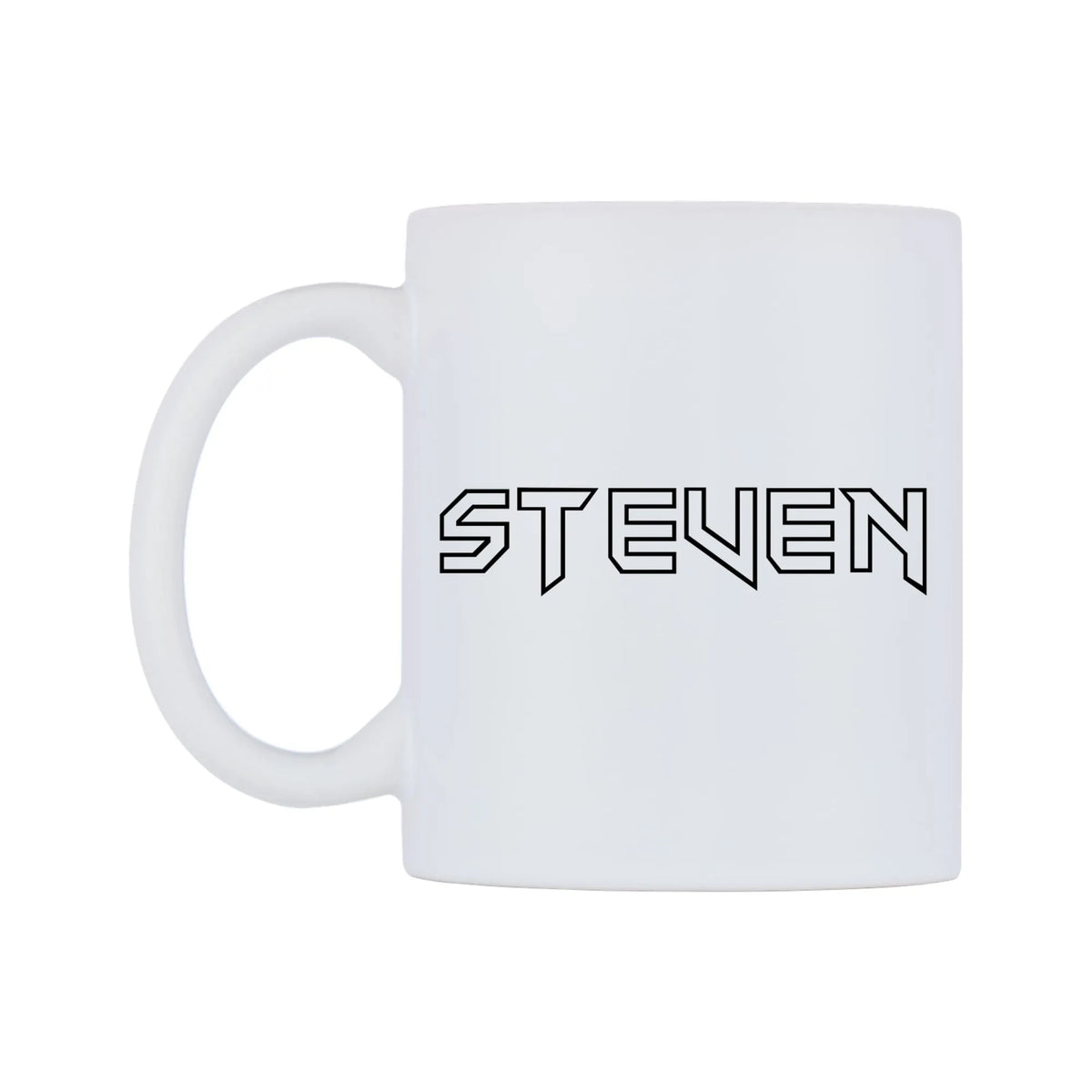 Steven - Iron Maiden Themed Mug — white 11oz gloss mug, right side, on a white background