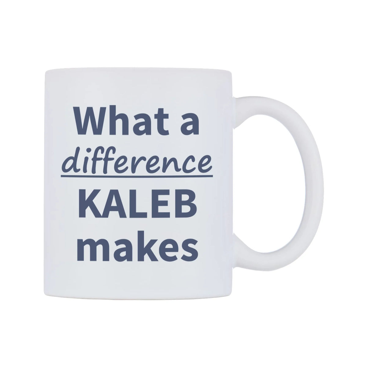 What a difference KALEB makes Mug — mug, left side, on a white background